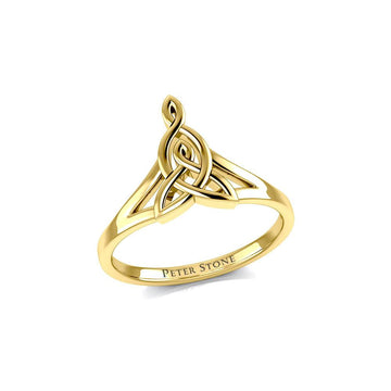 Celtic Motherhood Triquetra or Trinity Knot 14 K Solid Gold Ring GRI2262 - Jewelry